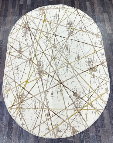 Ковер турецкий 0727A FAME овальный (Полиэстер, кремовый)