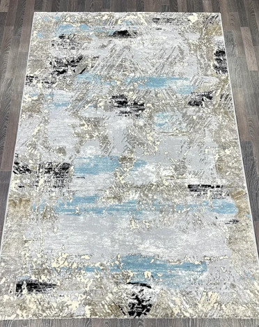 Ковер турецкий B032A SANANDAJ (Полиэстер хит-сет, бежевый, серый, голубой)