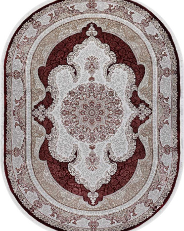 Ковер турецкий овальный 36945A Avangard (полиэстер хит сет, красный)