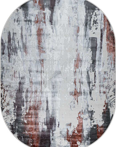 Ковер турецкий 37107A Kleopatra овальный (Полипропилен, серый, розовый)