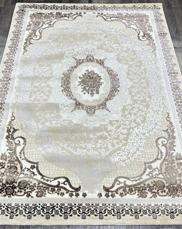 Ковер турецкий Q010A Platinium (Полиэстер хит-сет, бежевый, коричневый)