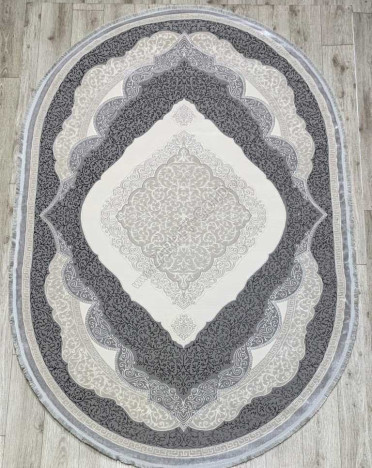 Ковер турецкий 36846A Amber овальный (Хит-сет, серый)