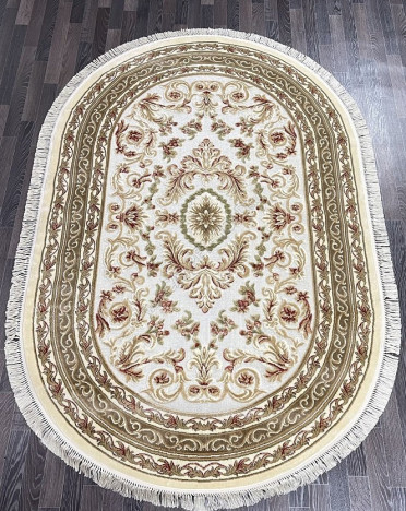 Ковер бельгийский 5052498440 KUNDUZ (Вискоза, кремовый) овальный