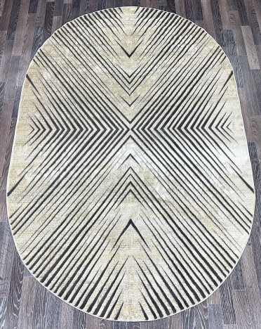 Ковер турецкий AA859A Lisa овальный (Полиэстер, бежевый, серый)