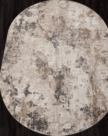 Ковер турецкий M033A SIESTA (PP Heatset Высокоплотный, бежевый, серый) овальный