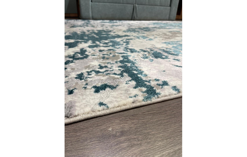 Ковер комнатный на пол бирюзовый с серым абстракция АС21 