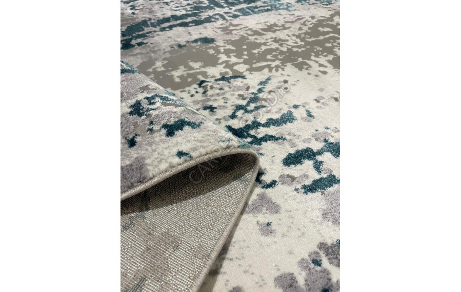 Ковер комнатный на пол бирюзовый с серым абстракция АС21 
